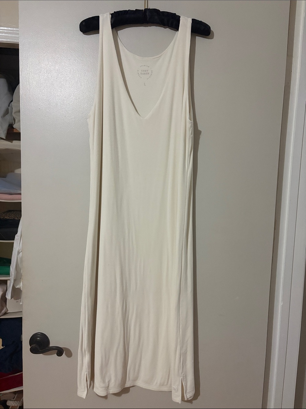 Cozy Earth Cream Sleeveless V-Neck Maxi Dress